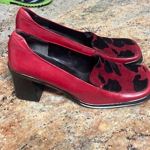 Rare Red Black cow print Suede Enzo Angiolini